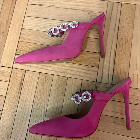 SCHUTZ Pink Embellished Mule Heels - Picture 2 of 5